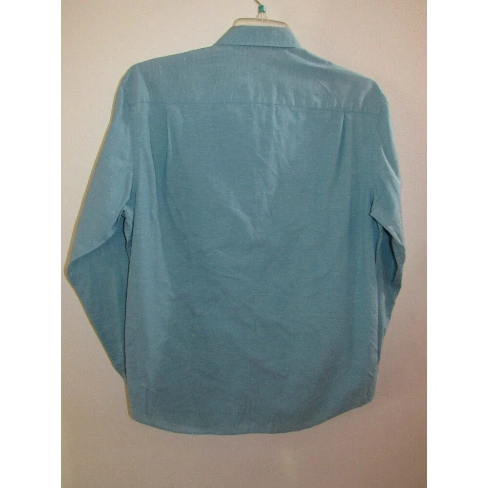Van Heusen Shirt Mens L Green Heathered Long Sleeve Button Up 16 16.5 Contrast
